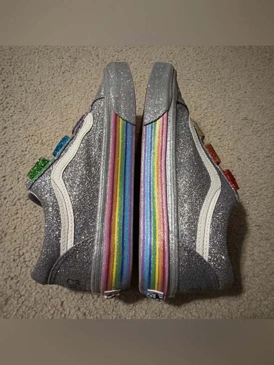 Vans Women’s Size8.5 x Flour Shop Old Skool Shoes Sneaker Glitter Rainbow Pride - Picture 9 of 10